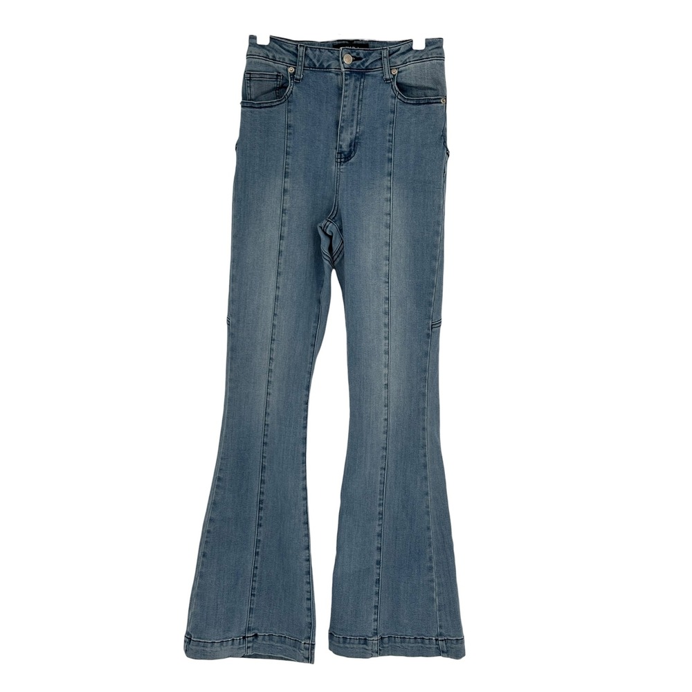 Akira Flare Jeans Blue Star Back Seam Detail High Rise 7 W27